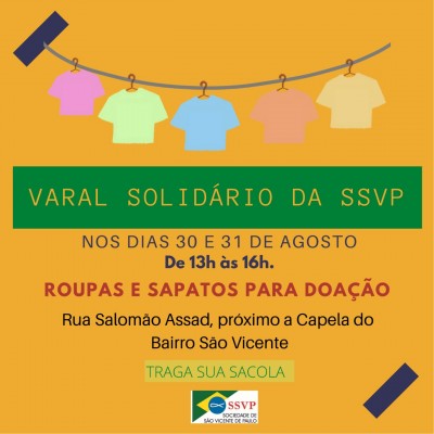 SSVP arrecada roupas para doação